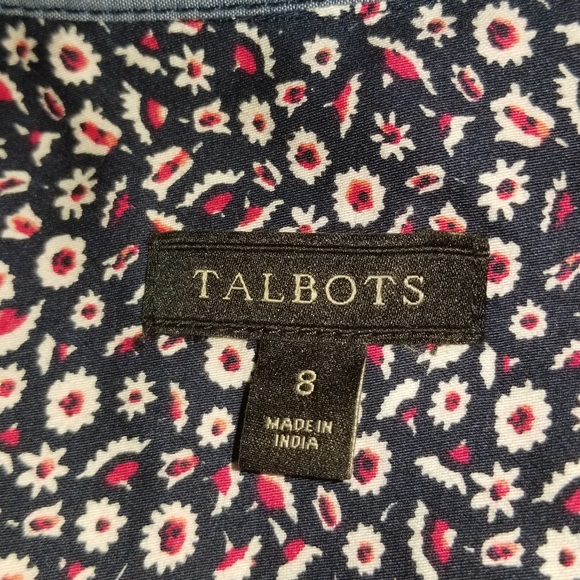 Talbots Flowery navy red Shirt Dress size 8 - Picture 5 of 8